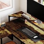 L Shaped Desk, Computer Table With Liftable Desktop | One Size | Brown