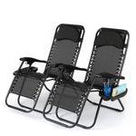 Livivo Livivo Gravity Chair Set Of 2 With Side Tables - Zero Gravity 120kg Black