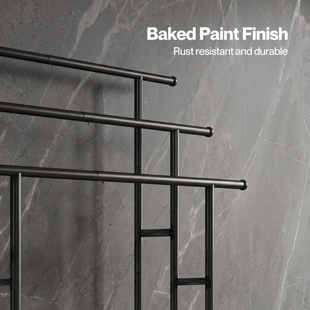 Towel Rail Metal Rack With Basket 3-tier Storage Anti-slip Foot Black | Black