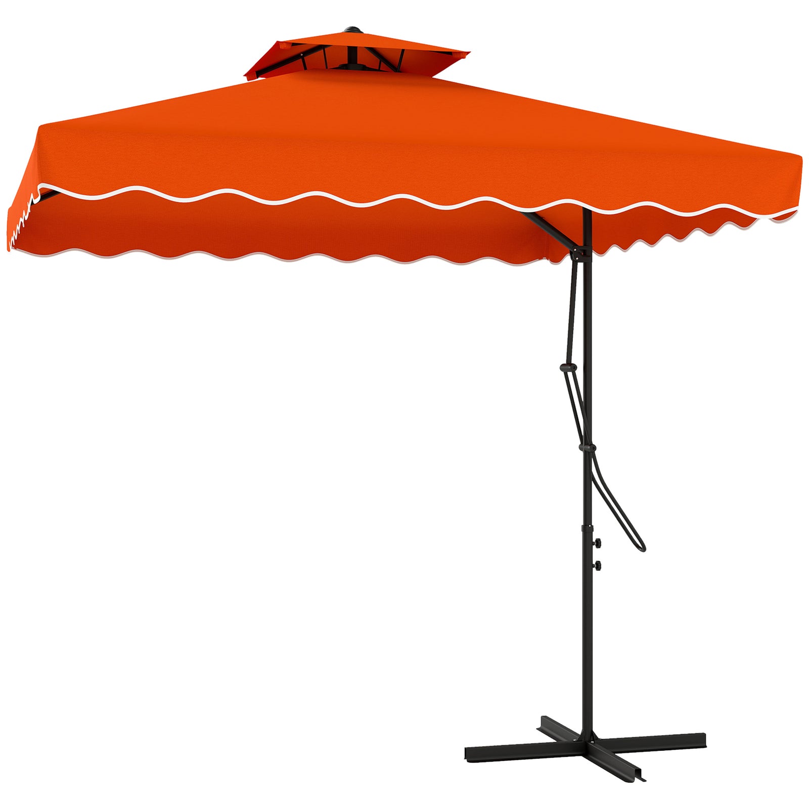 2.5m Square Cantilever Parasol W/ Ruffles | Orange