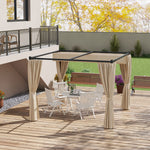 3 X 3(m) Pergola With Retractable Roof And Curtains | Beige