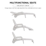 Outdoor Folding Lounge Chair Recliner With Wheels | White