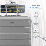 56x45x25cm Large Cabin Carry On Case - Overhead Luggage Suitcase - 4 Spinner Wheels - Abs Shell | 56 x 45 x 25cm | Silver
