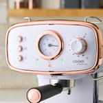 15-bar Retro Espresso Coffee Machine With Steam Wand | White & Copper