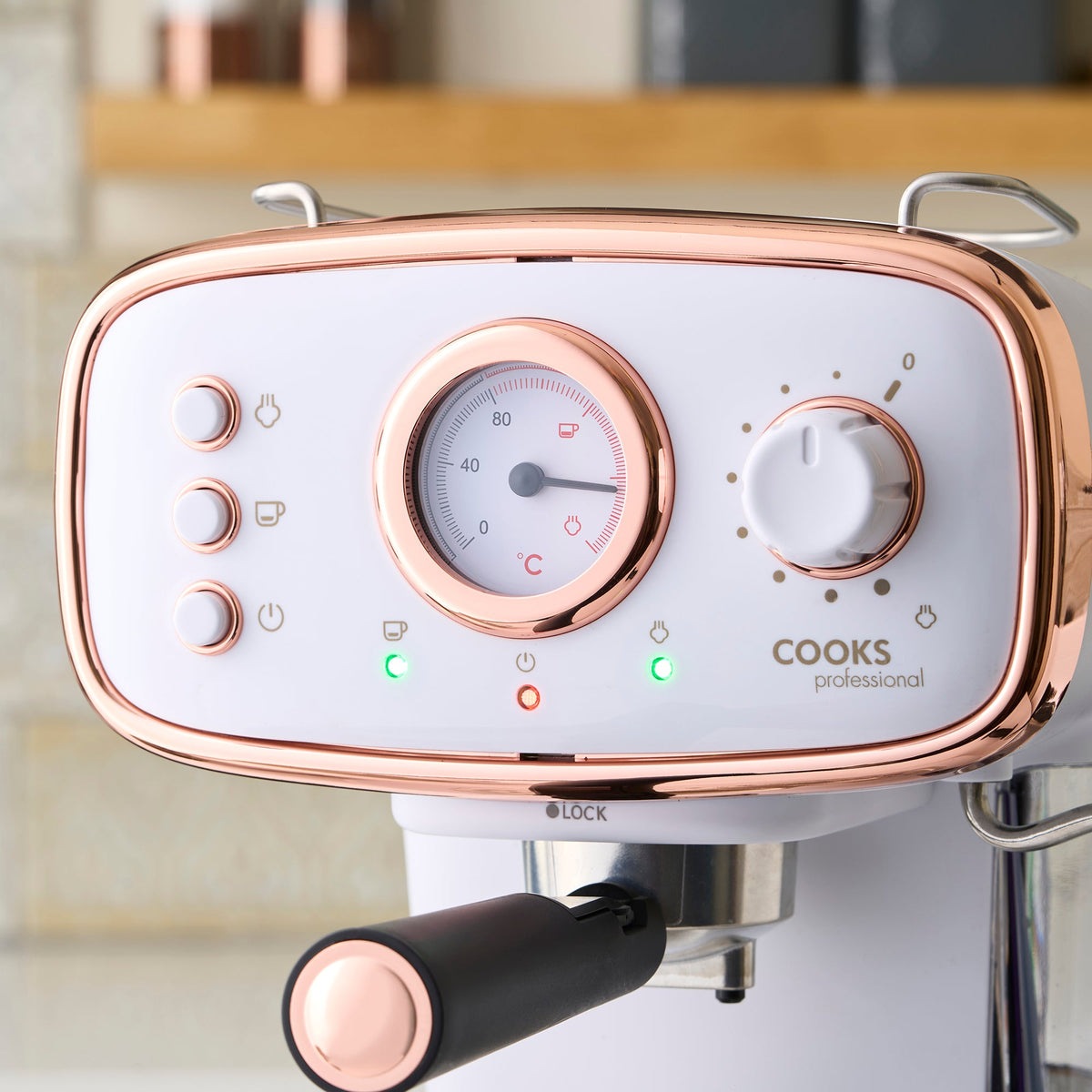 15-bar Retro Espresso Coffee Machine With Steam Wand | White & Copper