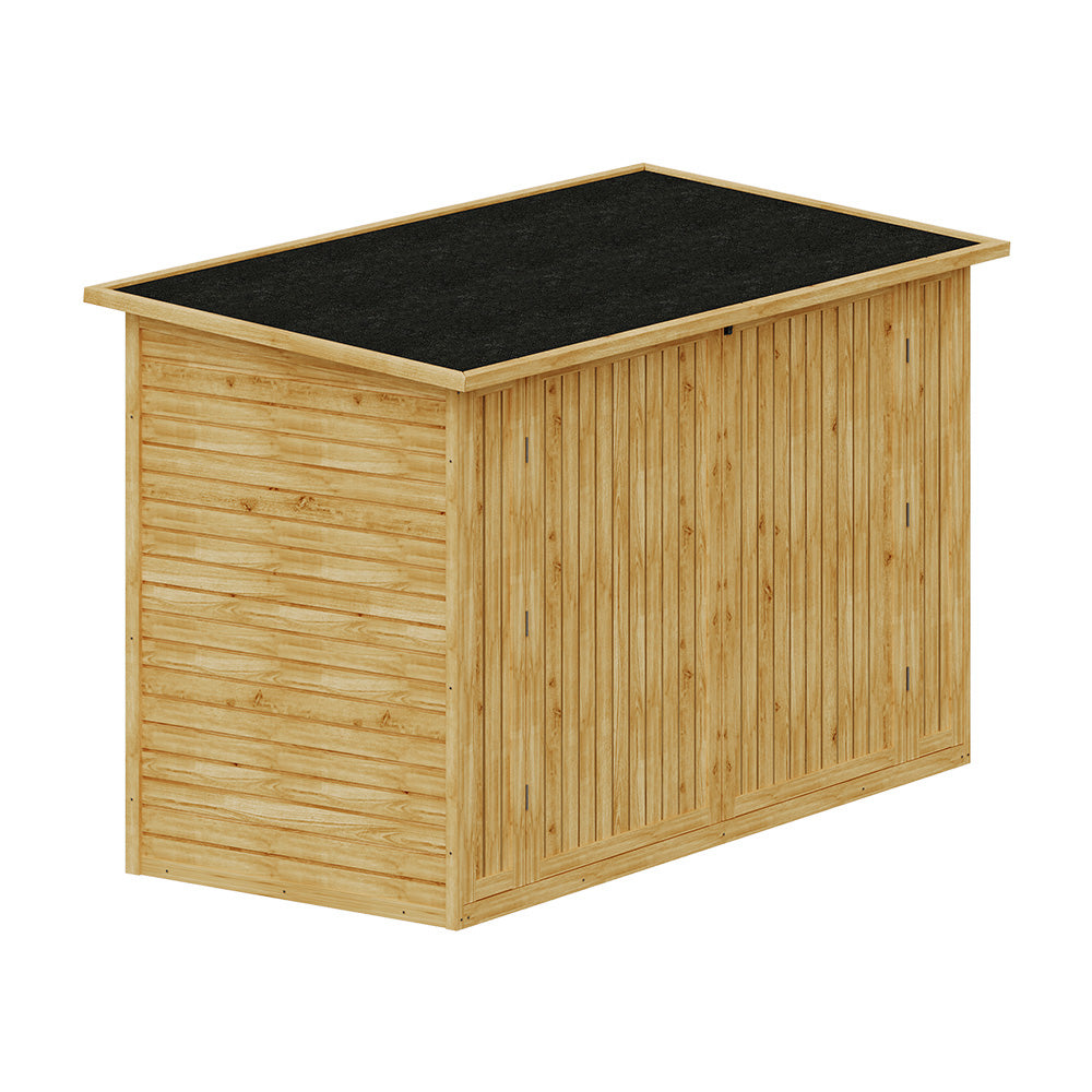 Outdoor Fir Wood Bicycle & Garden Shed – Sloped Asphalt Roof, Lockable Door, Natural Wood, Floor Included | Large | Natural