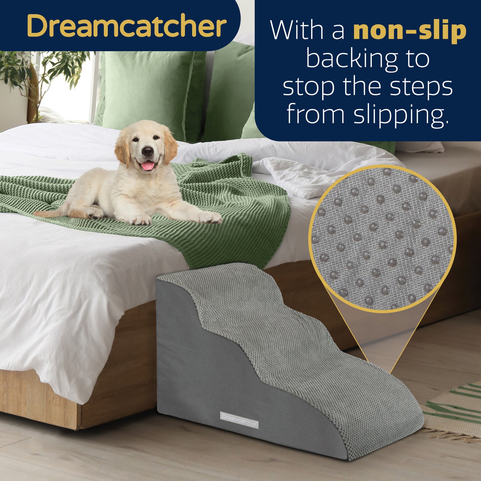 Dog Stairs For Bed, High Density Foam Pet Step Ramp For Sofa, Dogs & Cats, 2,3 & 4 Steps | 3 Step | Grey