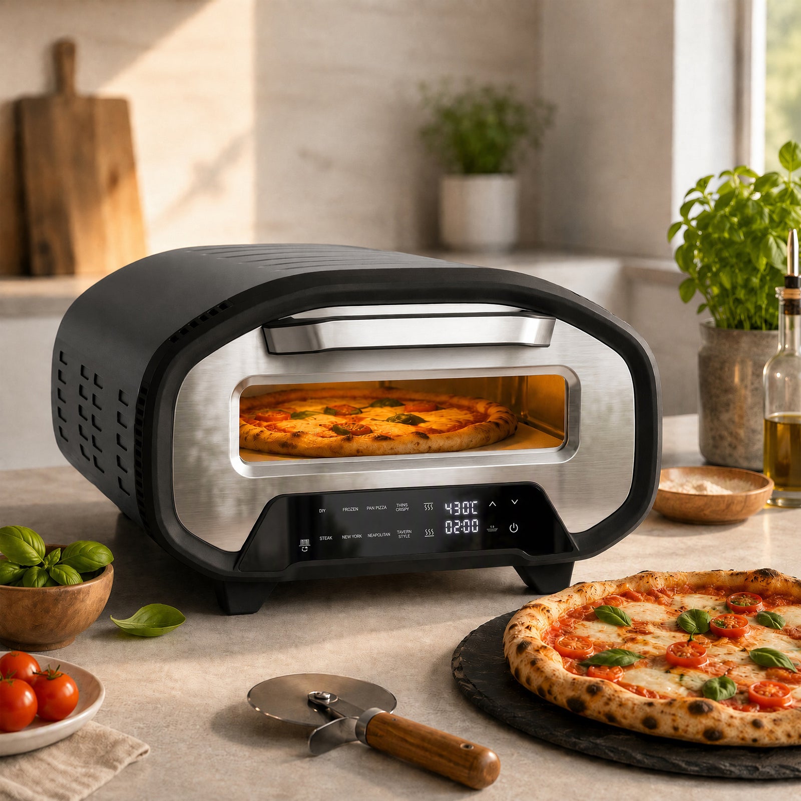 HOMCOM Pizza Oven Indoor, 12 Inch Electric Countertop Pizza Maker, 2200w