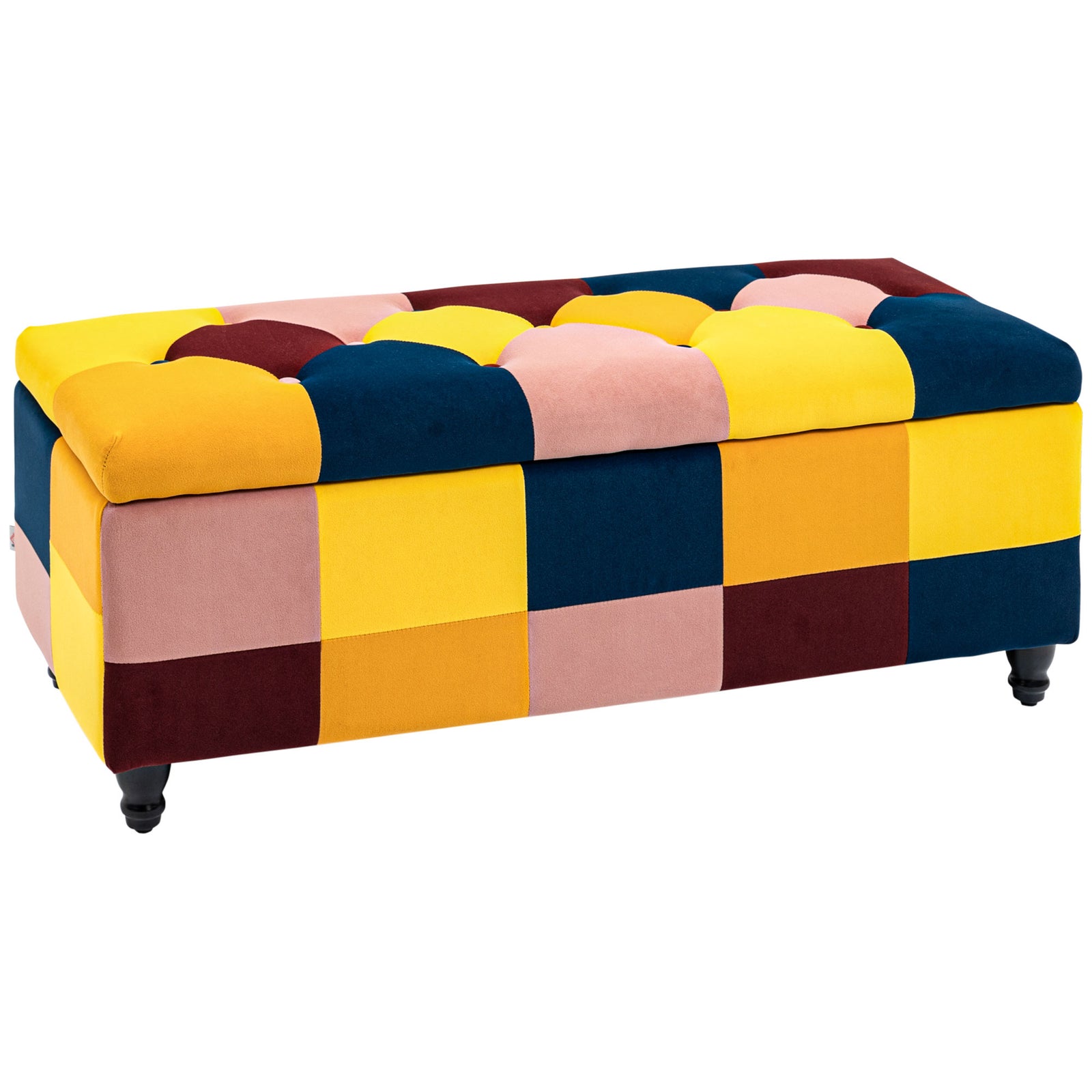 Velvet Storage Ottoman, Button-tufted, Footstool | Multi Colour