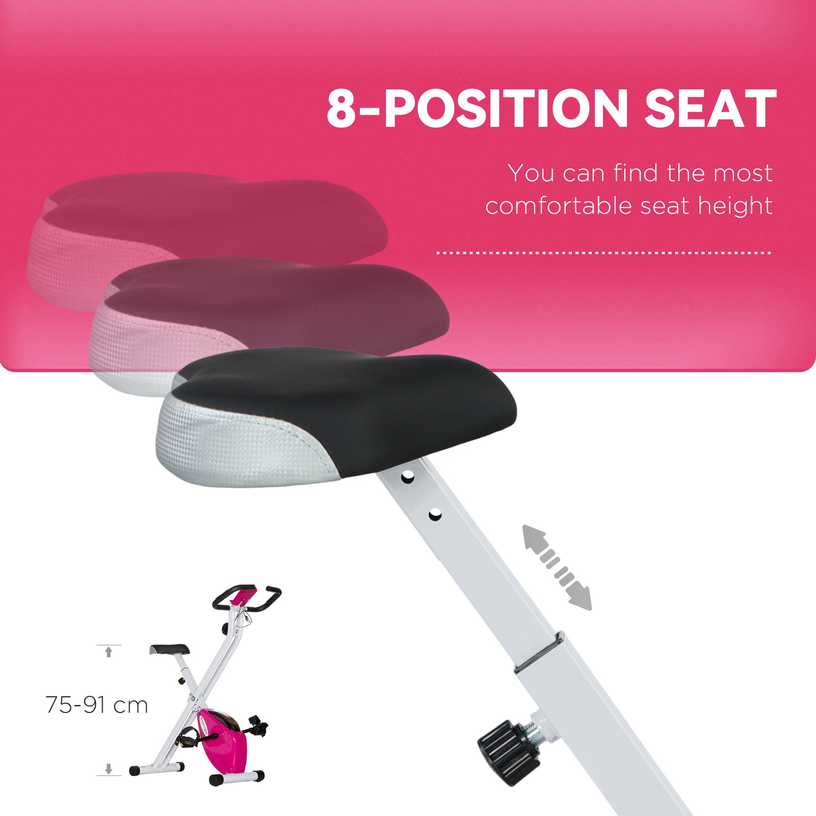 Folding Exercise Bike With 8-level Magnetic Resistance | Pink