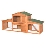 Deluxe Fir Wood Rabbit Hutch 2-tier Metal Guinea Pig Small Animal House
