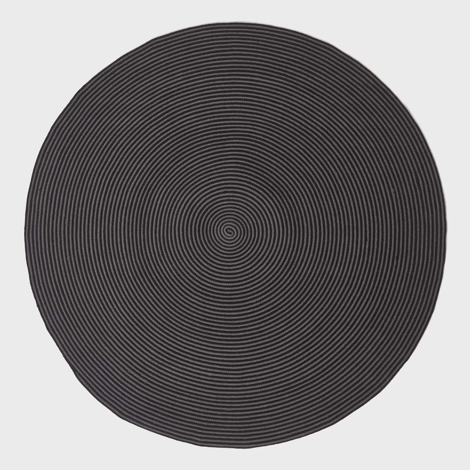 Handmade Woven Spiral Braided Rug | 150cm | Black & Grey