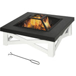 Square Fire Pit Table W/ Grill Shelf, 86cm