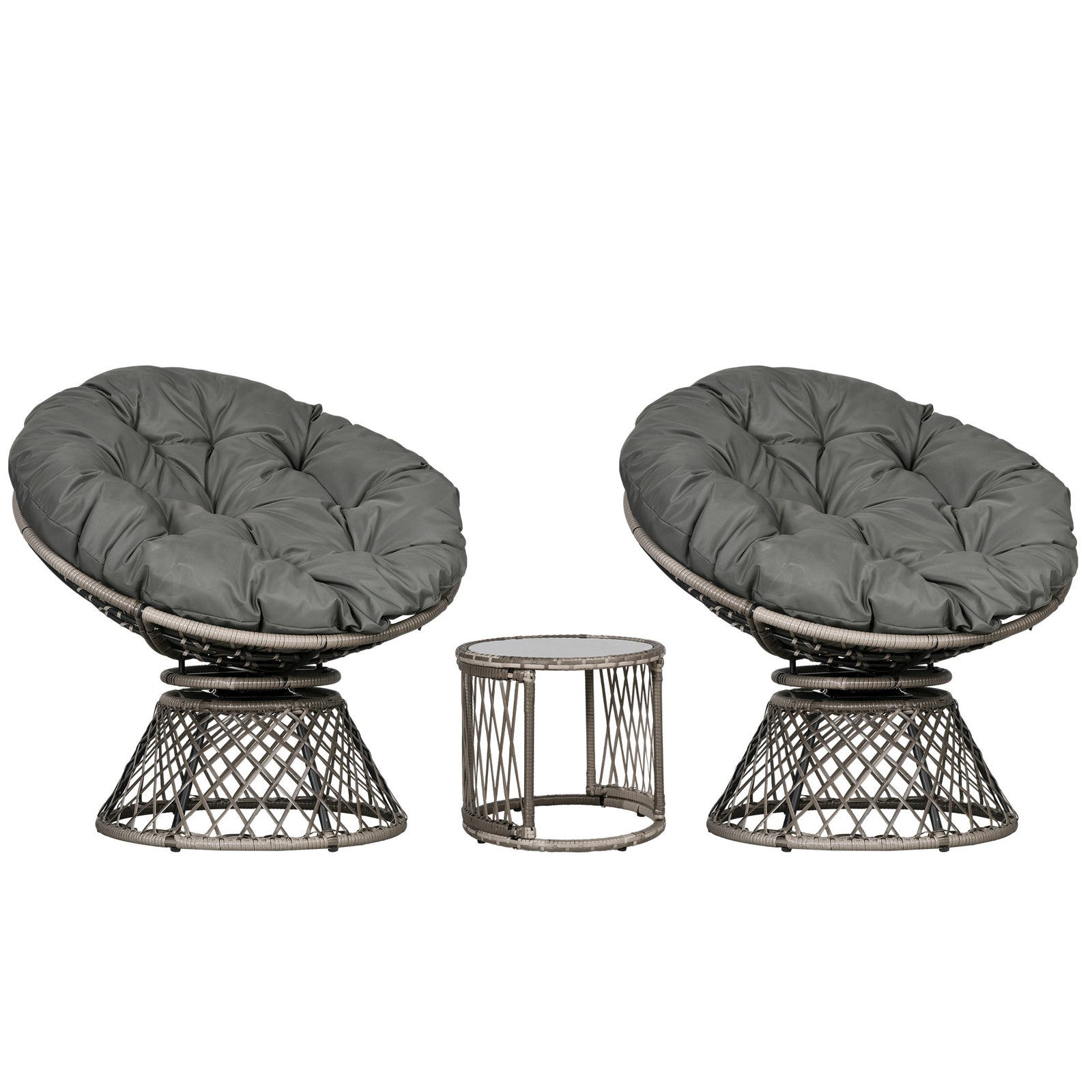 3pcs Rattan Wicker Bistro Set, Outdoor Garden Furniture Set