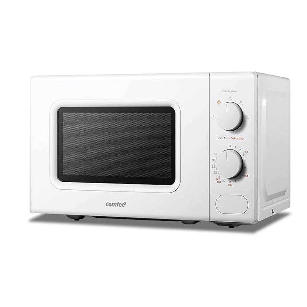 700w Countertop Microwave Oven, 20l Compact Microwave With Dual Control Knobs | White