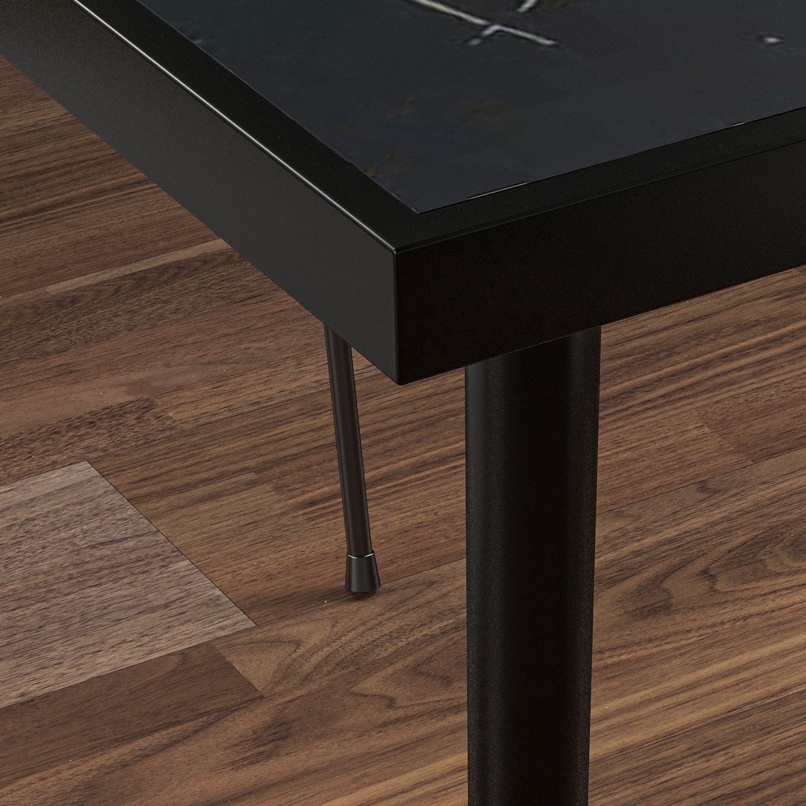 Square Outdoor Dining Table, Marble Effect Top | Black