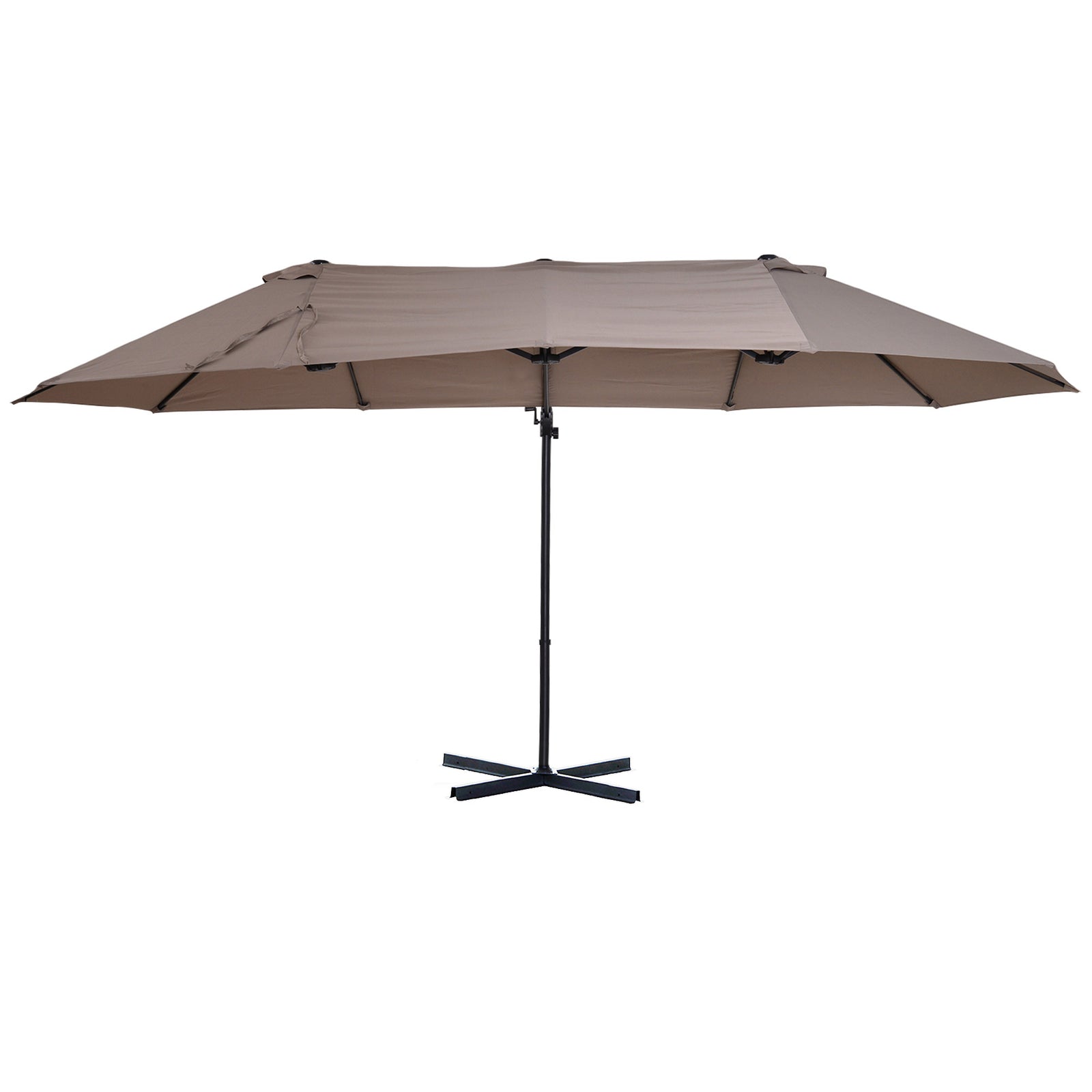 Double Canopy Offset Parasol W/ Steel Pole | Brown