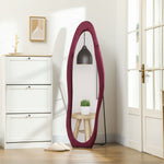 Irregular Full Length Mirror with Velvet Frame 160 x 50cm | One Size | Red