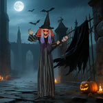 Voice Activated Halloween Animatronics Standing Witch & Skull Staff