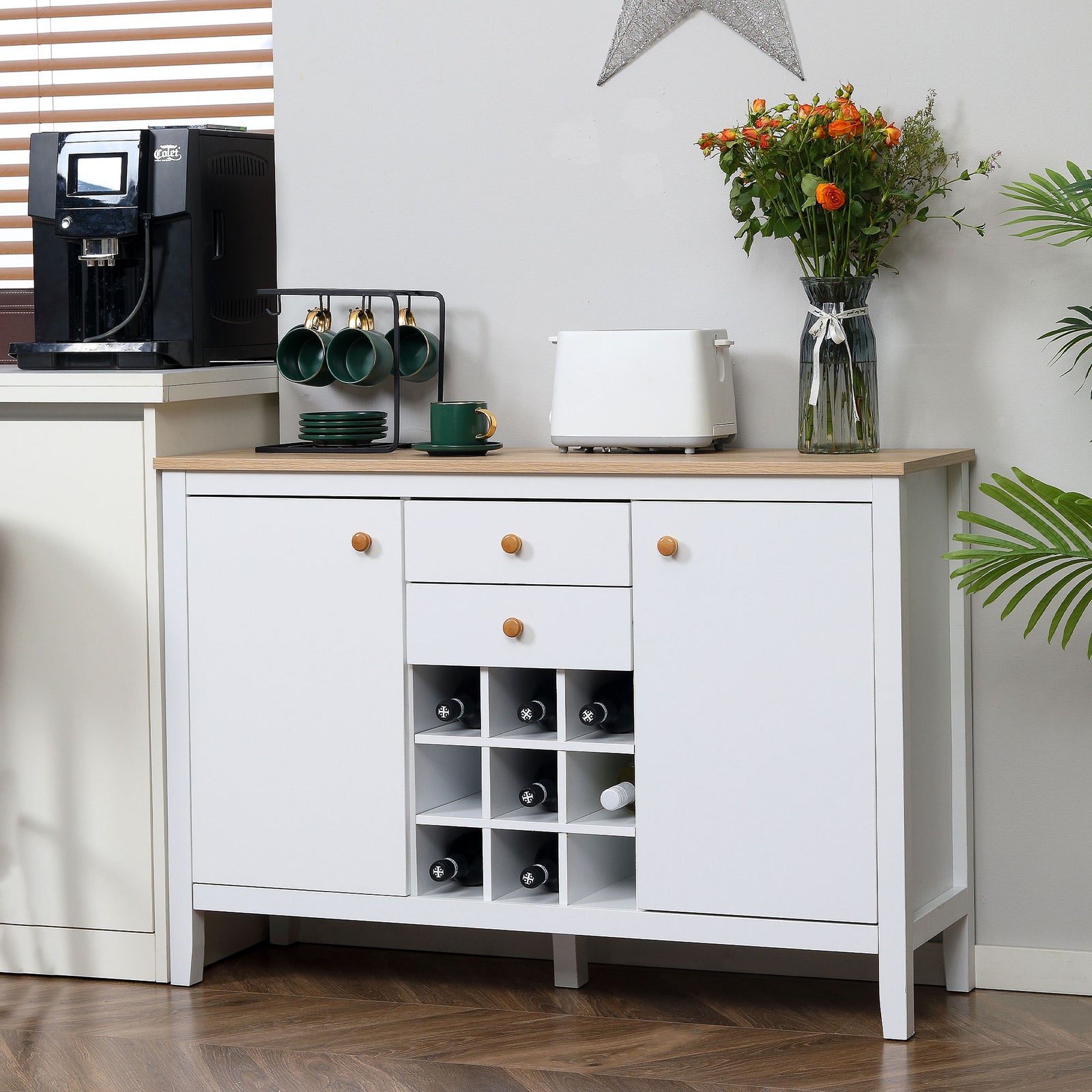 Sideborad With Wine Rack, Buffet Cabinet For Living Room