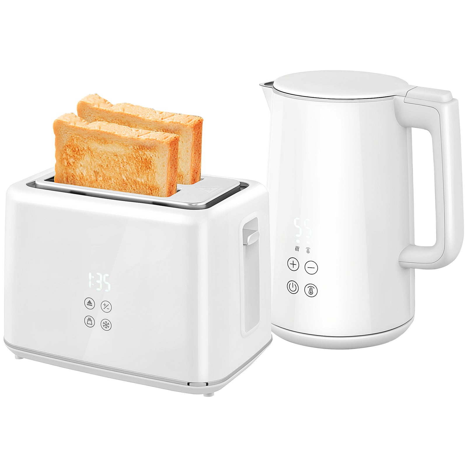 1.5l 3000w Fast Boil Electric Kettle And 2 Slice Toaster Set | Cream