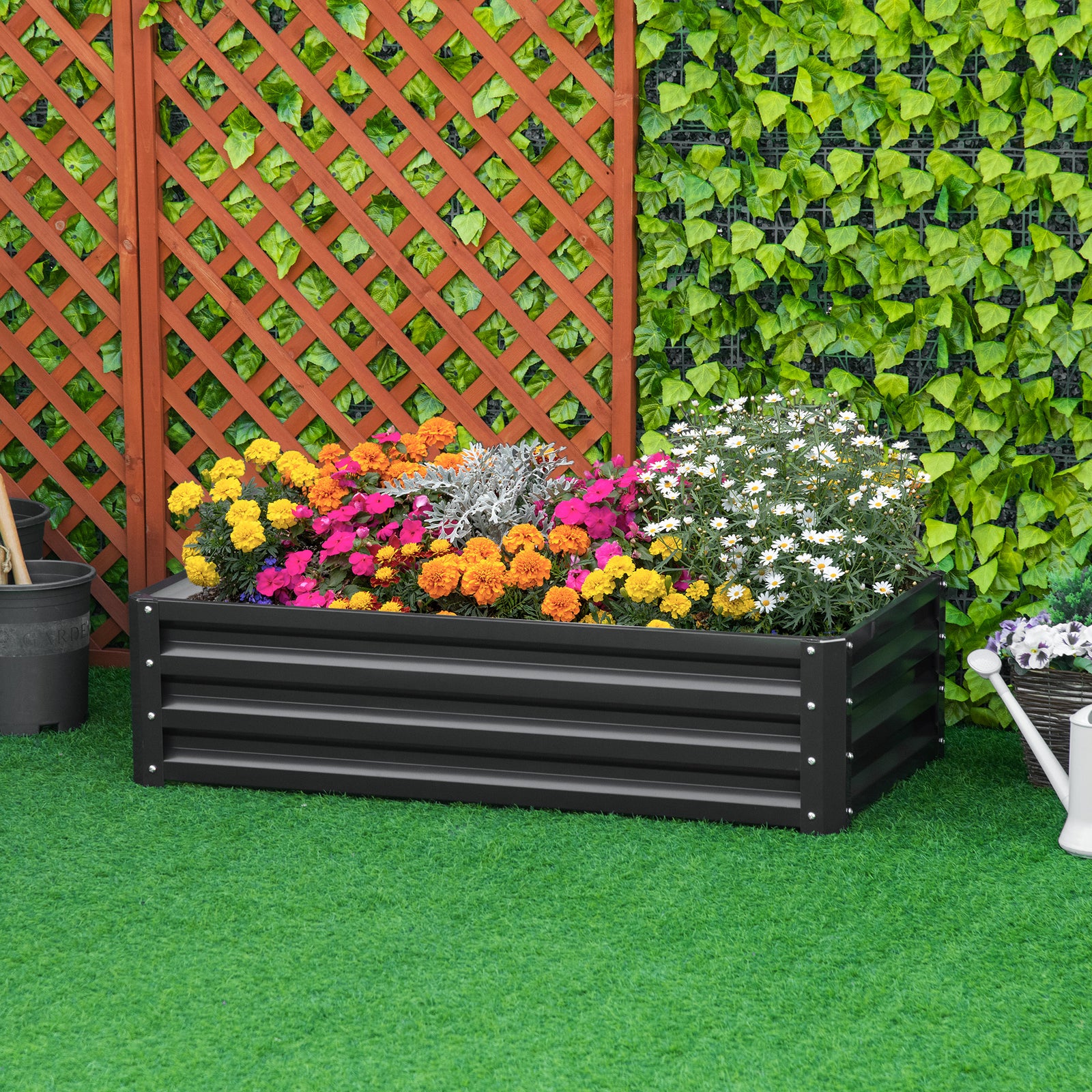 216l Raised Garden Bed Steel Planter Box | Dark Gray