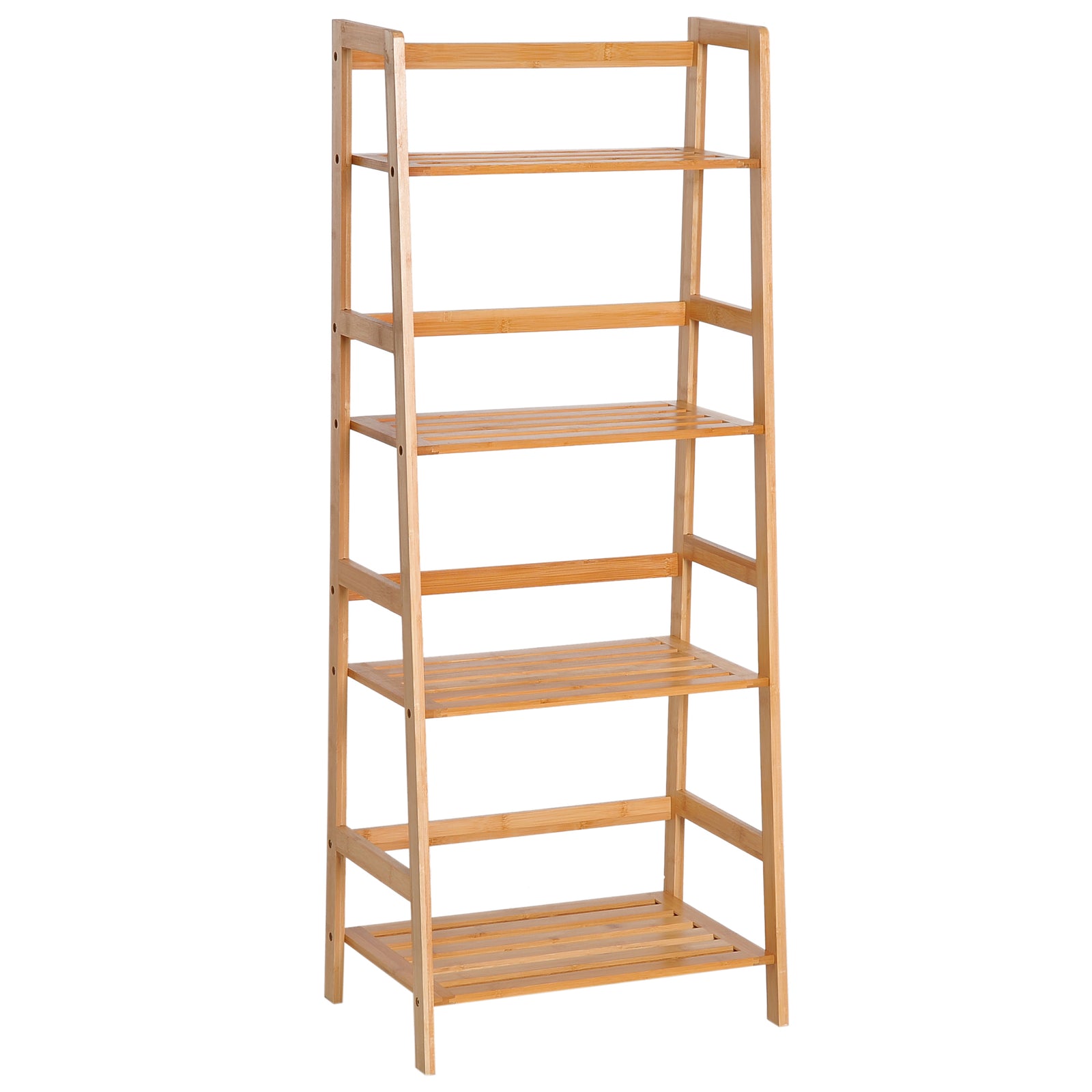 4-tier Ladder Bookcase Utility Shelf Diy Holder Bamboo