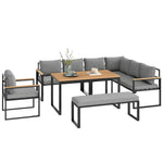 9-seater L-shaped Garden Sofa Set | Natural