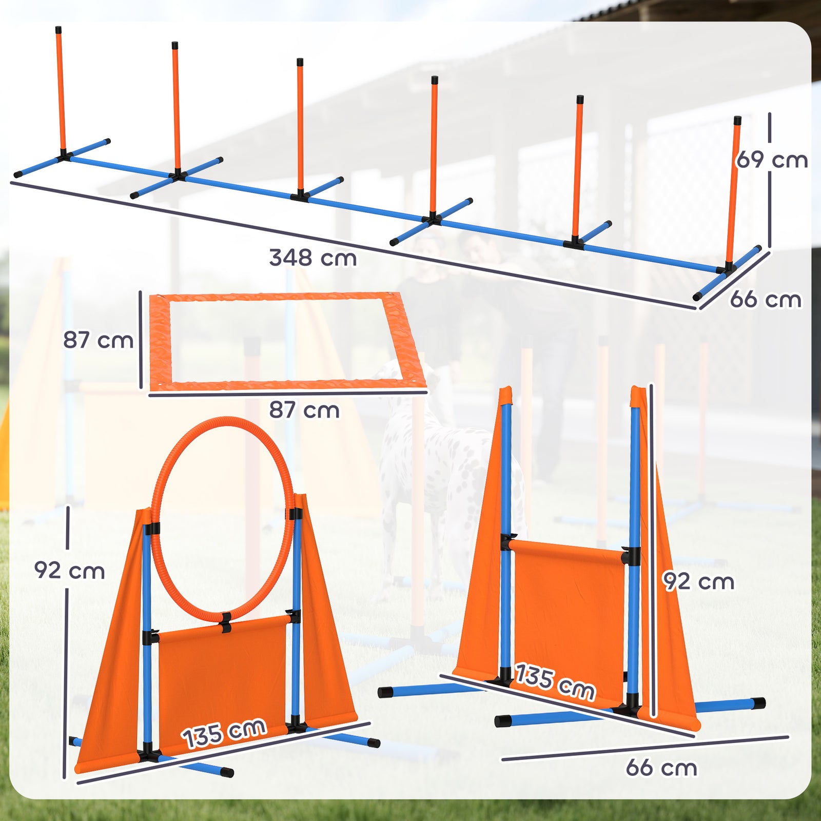 PawHut 7-piece Dog Agility Equipment, Obstacle Training Course Kit, Orange