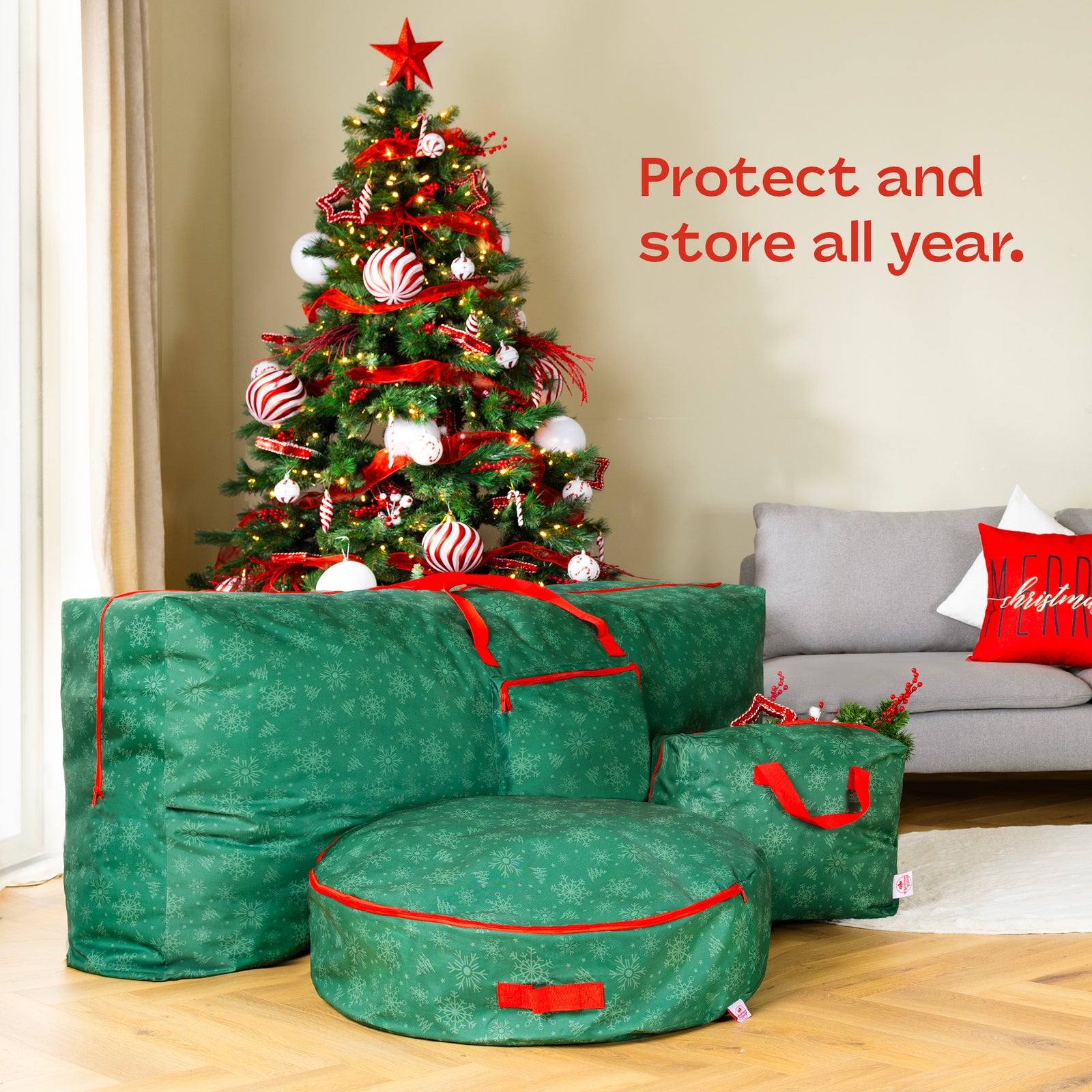 Heavy Duty Christmas Tree Storage Bag Fits Trees Up To 9ft W/ Zip Closure