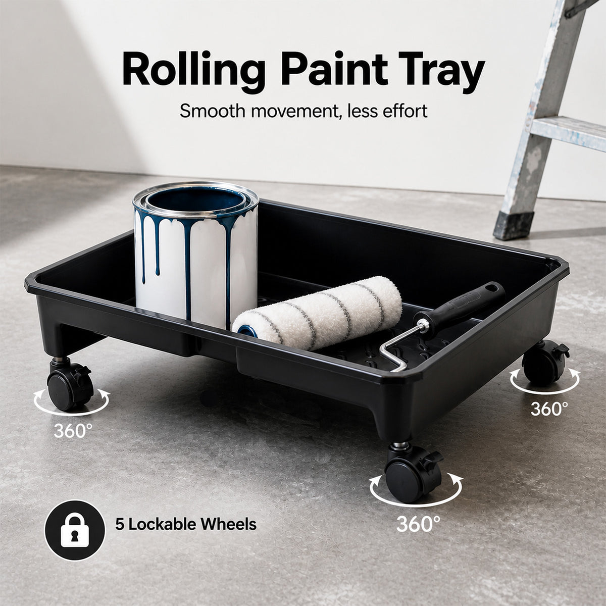 Paint Roller Set 5-wheel Tray Extendable Pole For Walls 13pcs