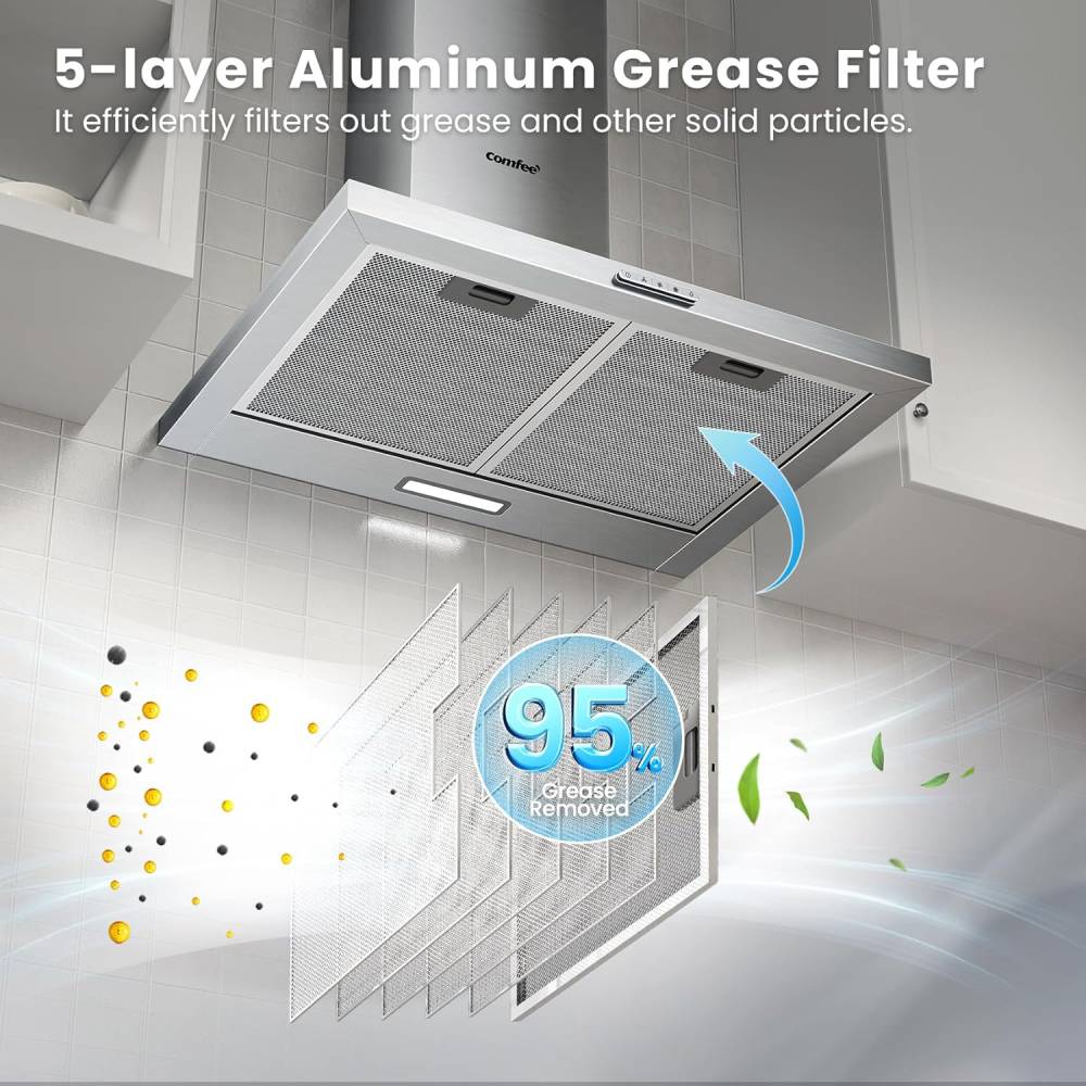 60cm Chimney Cooker Hood Wall Mounted Range Hood Extractor Hood With Led