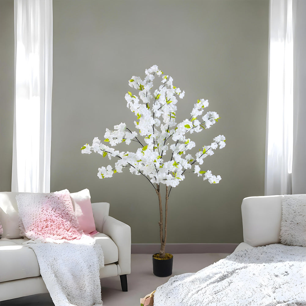 165cm Tall Artificial White Cherry Blossom Tree In Pot For Decoration