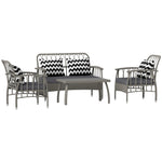 4 Piece Rattan Garden Furniture Set With Adjustable Back