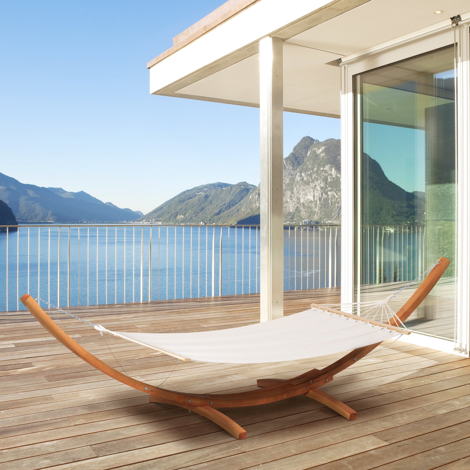 Outdoor Garden Hammock With Wooden Stand Swing Hanging Bed