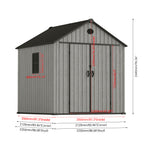 7.38 × 7.38 Ft Garden Tool Shed With Apex Roof & Combination Lock – Heavy-duty Grey Wood Grain Outdoor Storage Shed With Floor, Window & Ventilation Panels