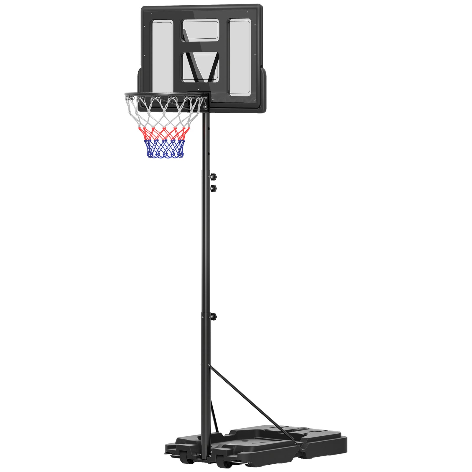 Adjustable Basketball Hoop, Weighted Base | Black