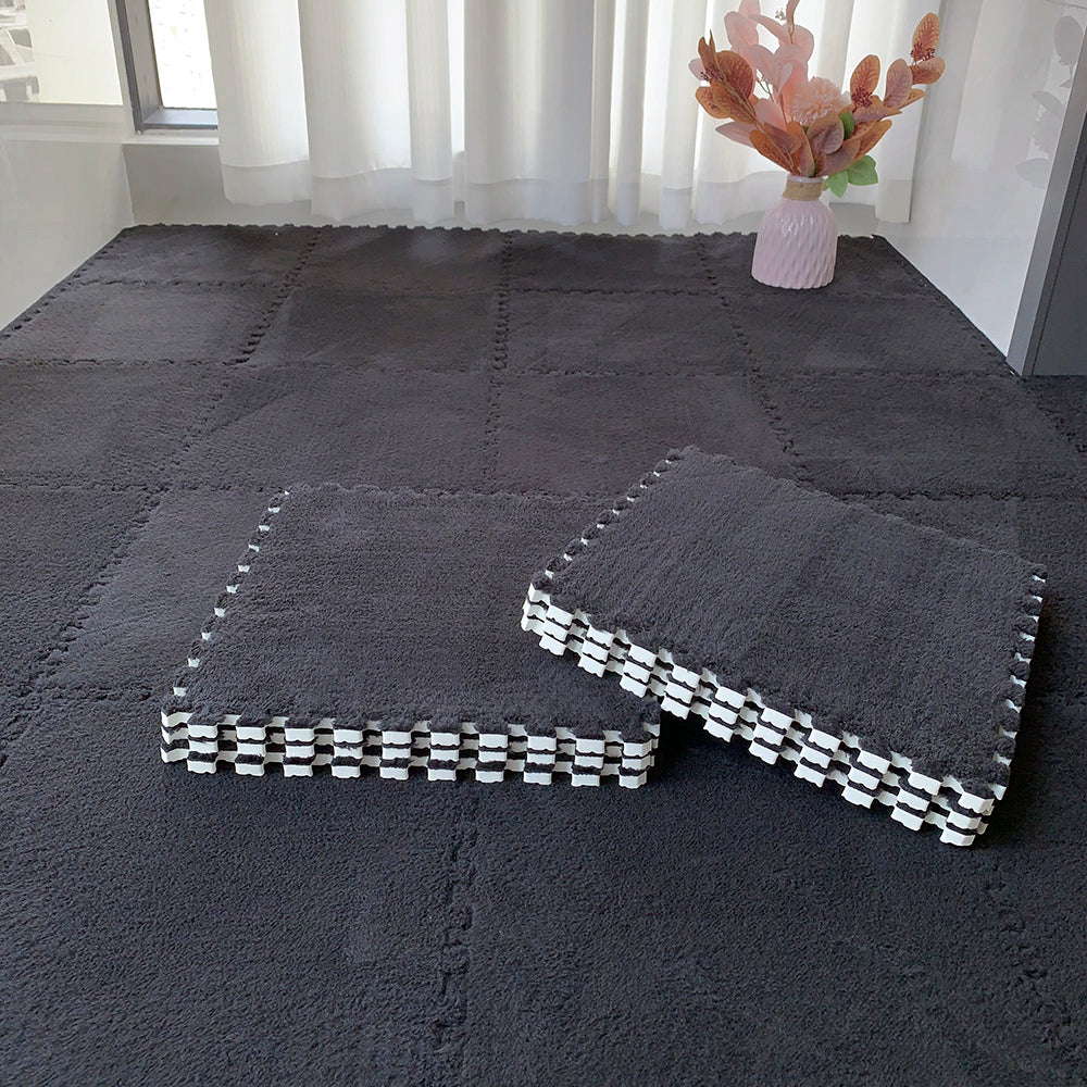 12pcs Interlocking Foam Play Mats For Kids – Soft, 30cm X 30cm Puzzle Floor Tiles | Black