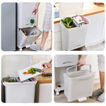 Rubbish Dustbin Recycling Bin Rubbish Trash Home Kitchen White | 38l | White