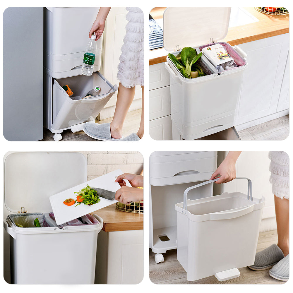 Rubbish Dustbin Recycling Bin Rubbish Trash Home Kitchen White | 38l | White
