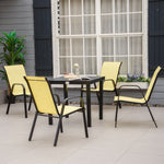 Set Of 4 Garden Dining Chair Set Outdoor W/ Back Armrest | Beige