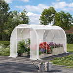 White Outdoor Walk-in Tunnel Greenhouse With Steel Frame | Medium | White