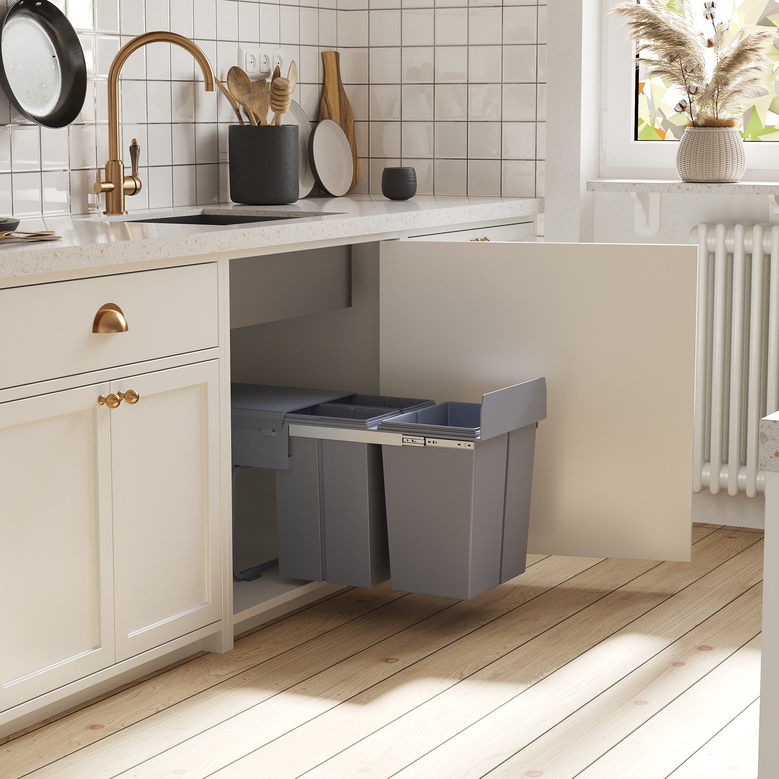40l Recycle Waste Bin Kitchen Recycle Waste Bin Pull Abs