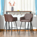 Set Of 2 Retro Pu Leather Bar Chairs Metal