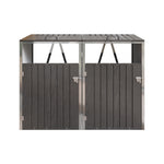 2 Bin Storage Shed – Heavy-duty Galvanized Steel Outdoor Bin Store With Lift-up Lids & Lockable Doors | Mixed Grey