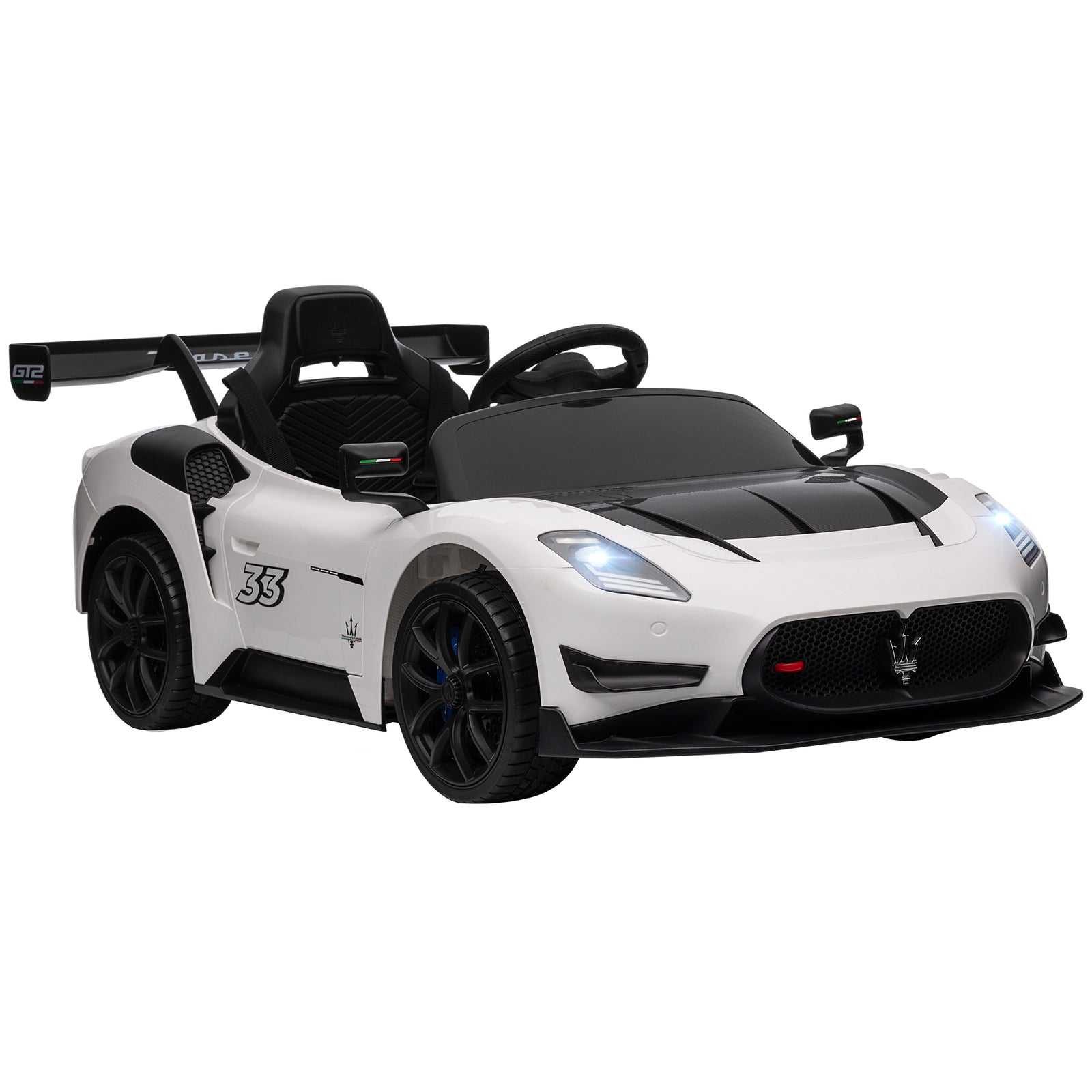 Maserati Gt2 Licensed 12v Electric Ride On Car W/ Remote | White