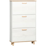 12 Pair Slim Shoe Storage Cabinet W/ 3 Flip Drawers | One Size | Cream
