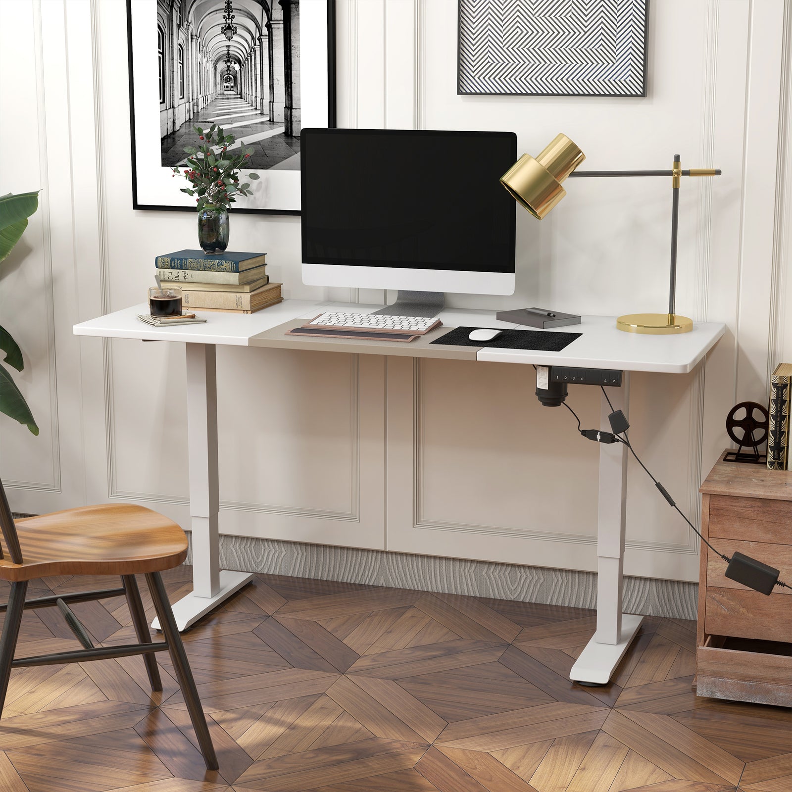 Height Adjustable Electric Standing Desk Preset | White