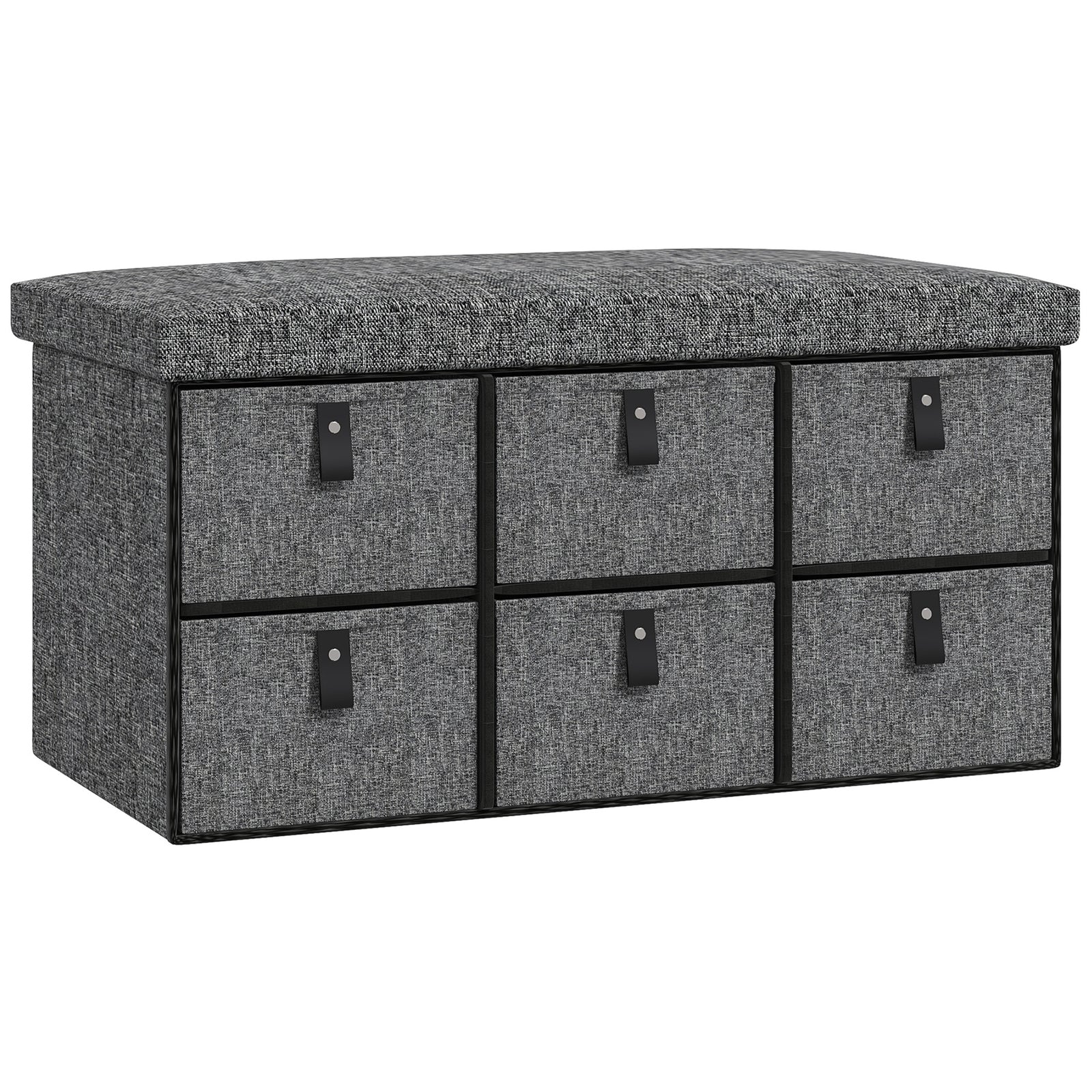 Shoe Bench With Seat, Shoe Storage Bench With Fabric Drawers | One Size | Dark Gray