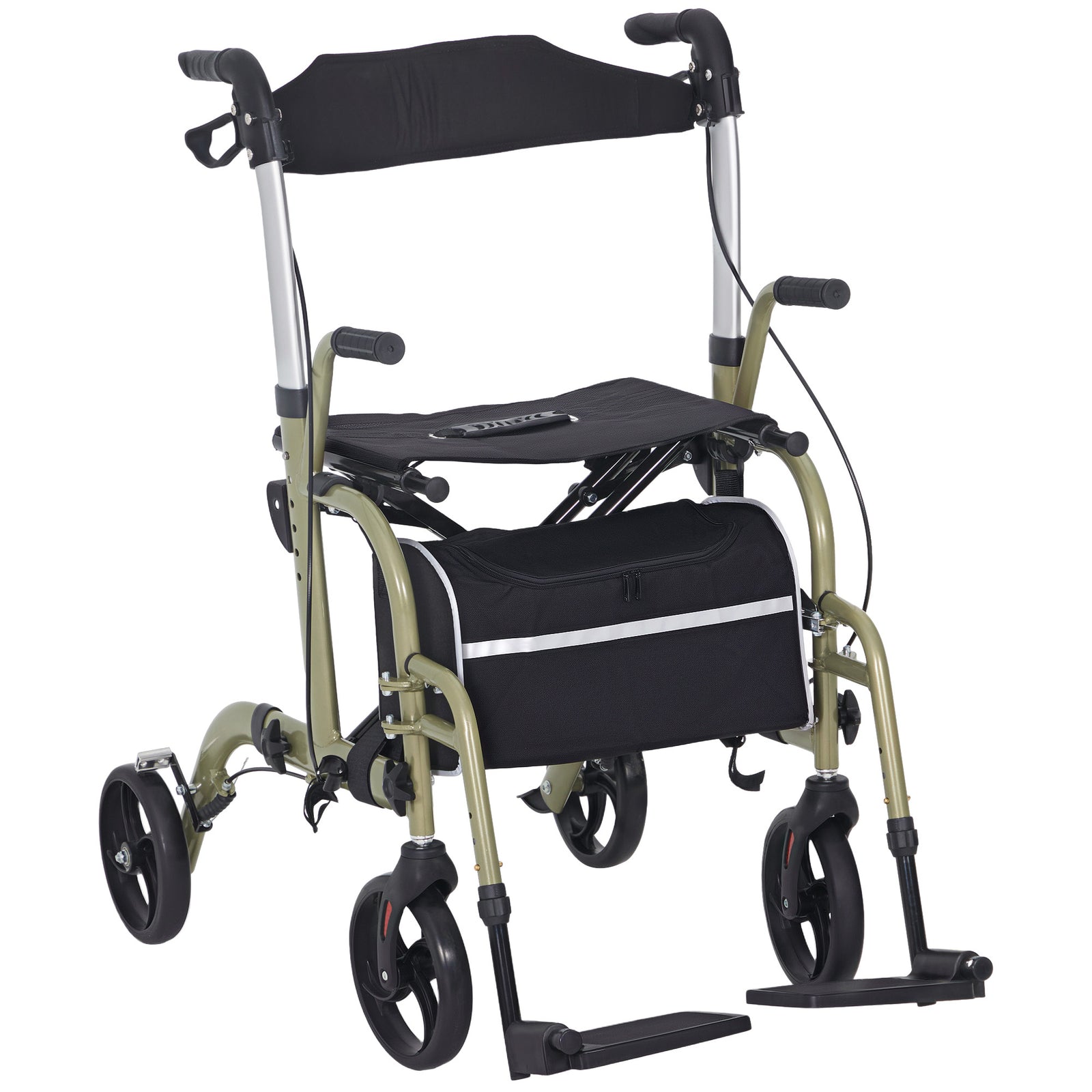 HOMCOM 2 In 1 Wheelchair & Folding Rollator Walker Combo